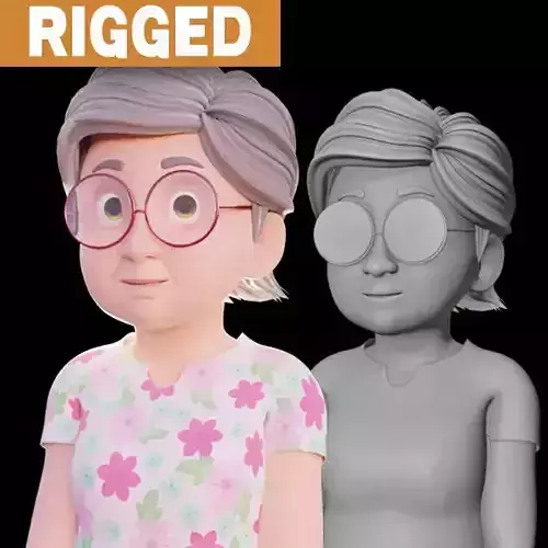 Cartoon Grandma - Fully rigged