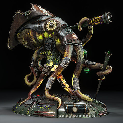 Steampunk Pirate Octopus 3D model