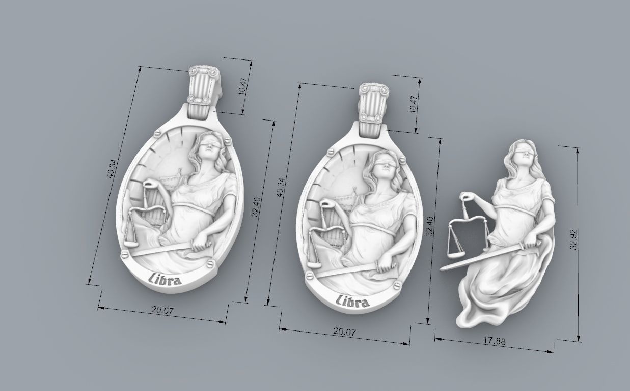 lybra zodiac Jewelry pendant 2022 3D print model 3D print model_5