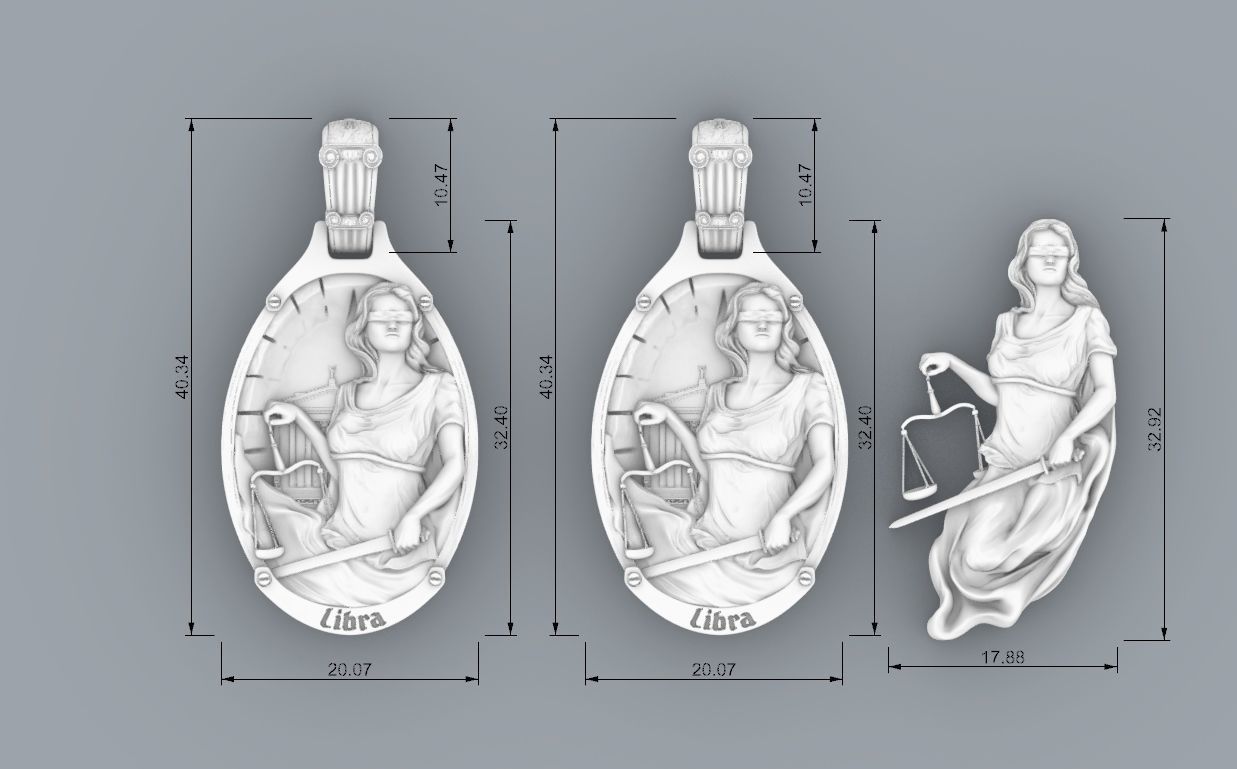 lybra zodiac Jewelry pendant 2022 3D print model 3D print model_12