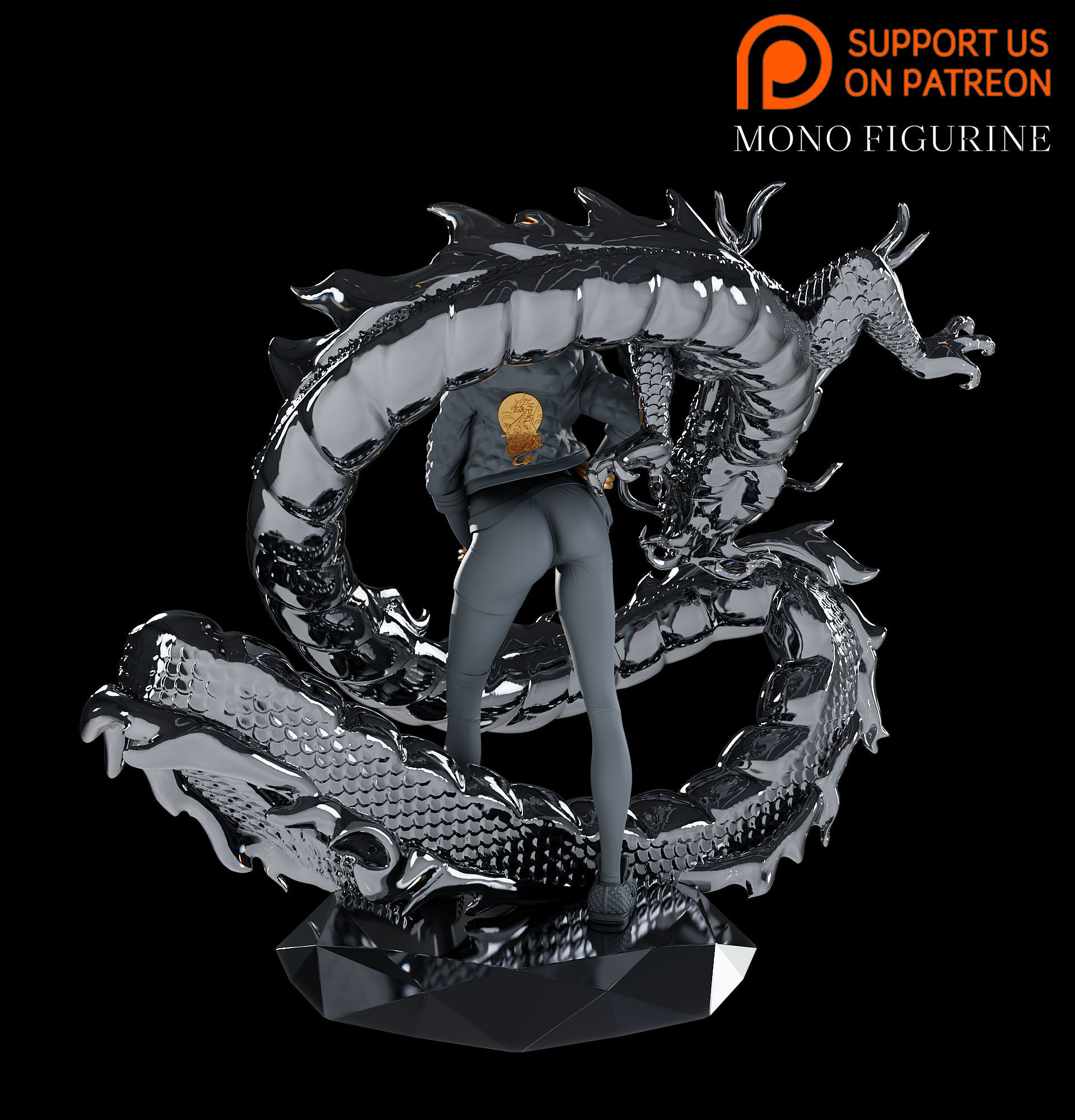 KDA Akali with graffiti dragon 3D print model_4