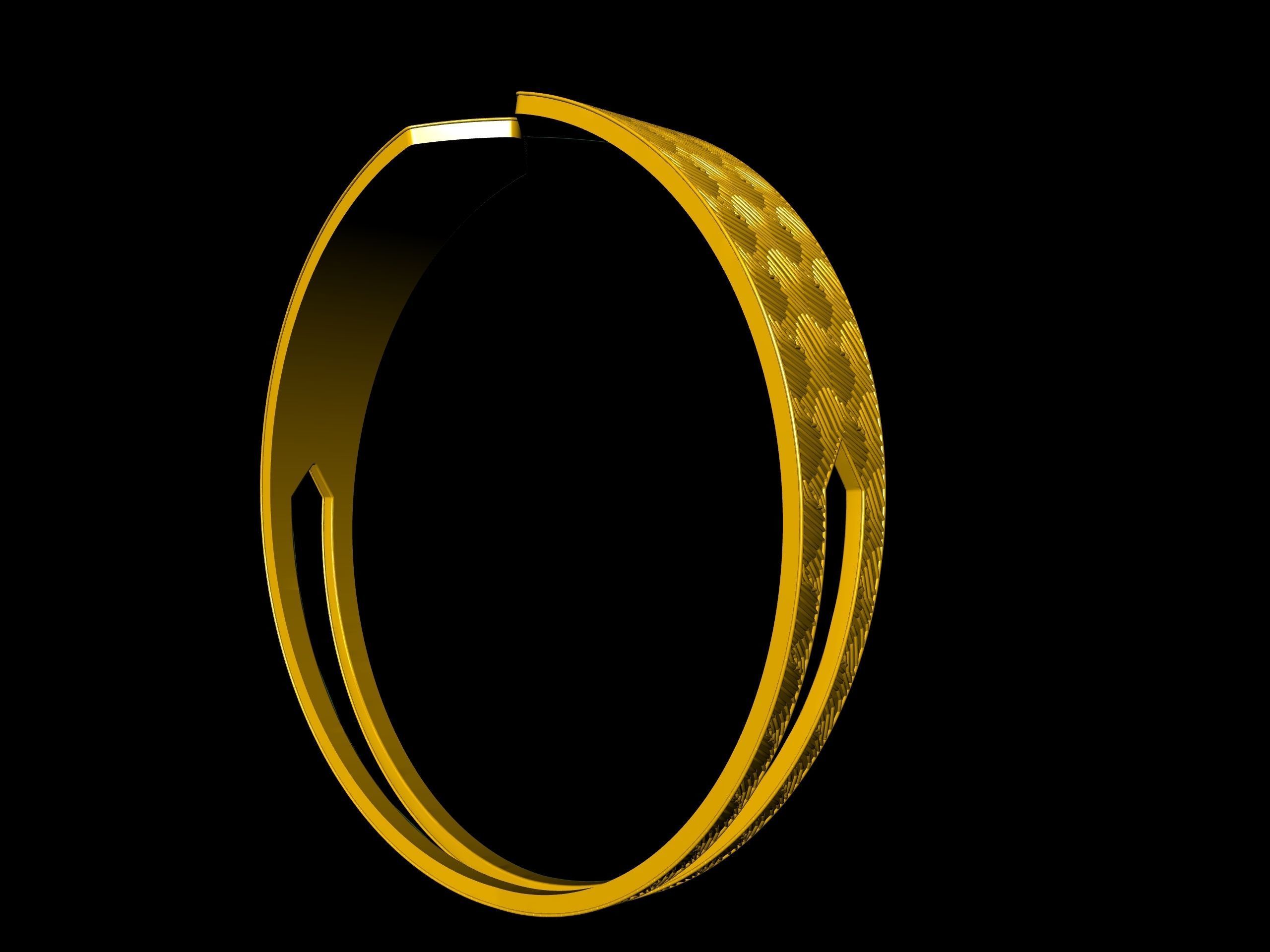 textured designer bangle stl verified 3D print model_12