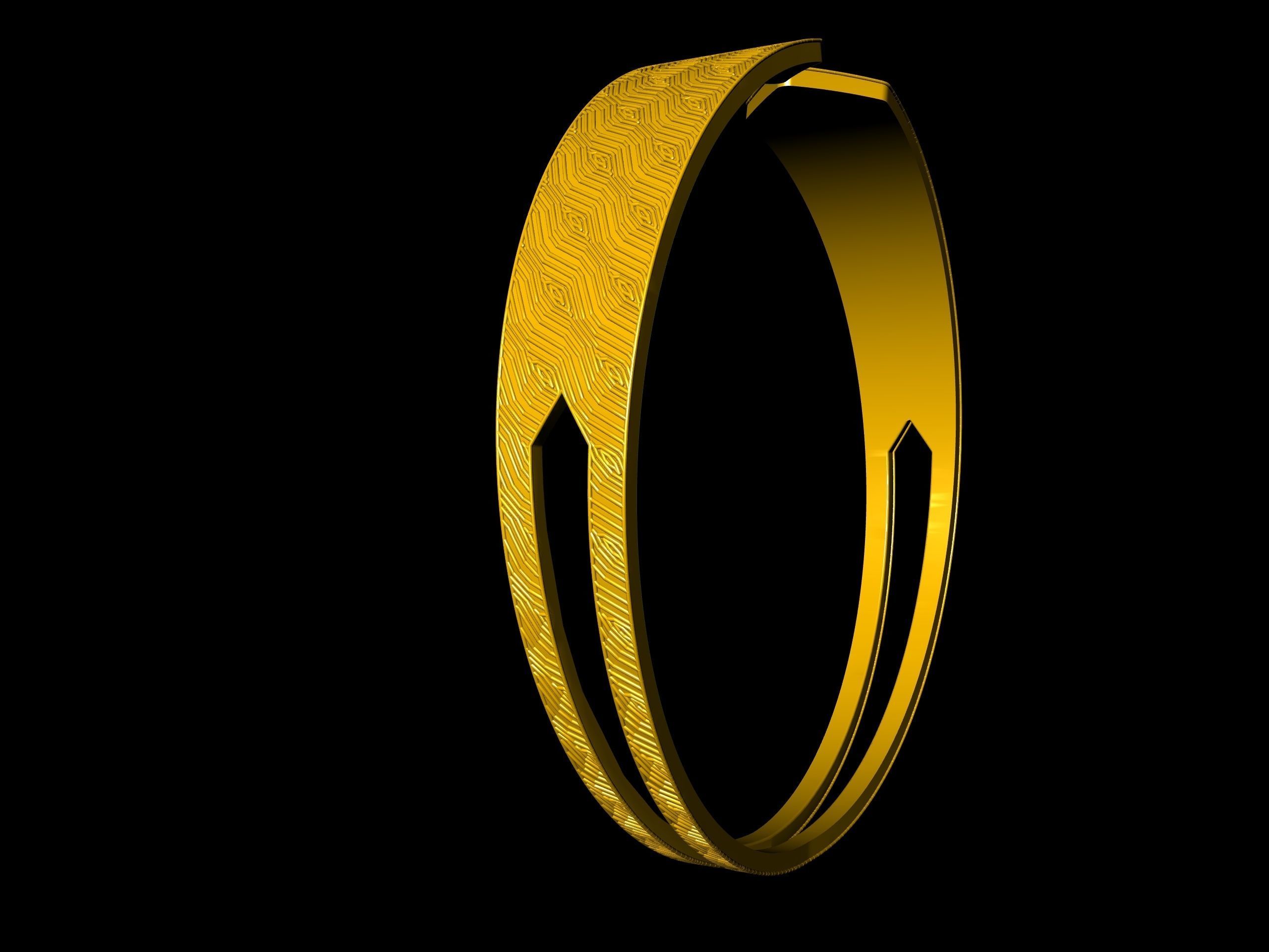 textured designer bangle stl verified 3D print model_13