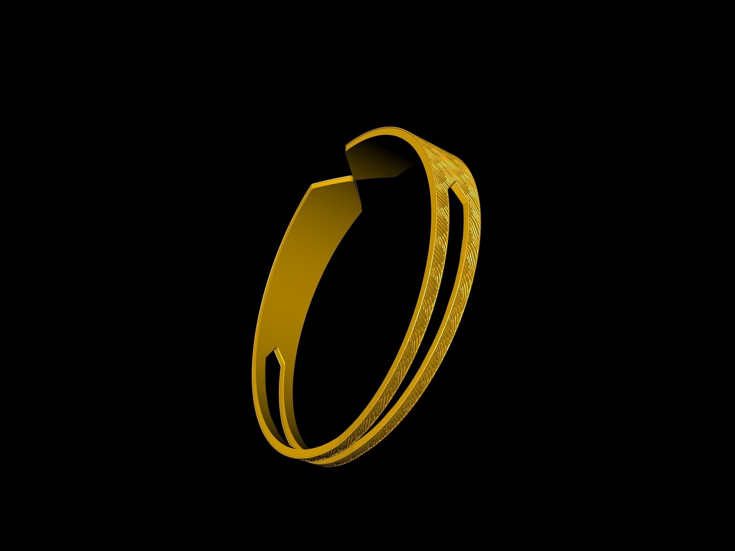 textured designer bangle stl verified 3D print model_15