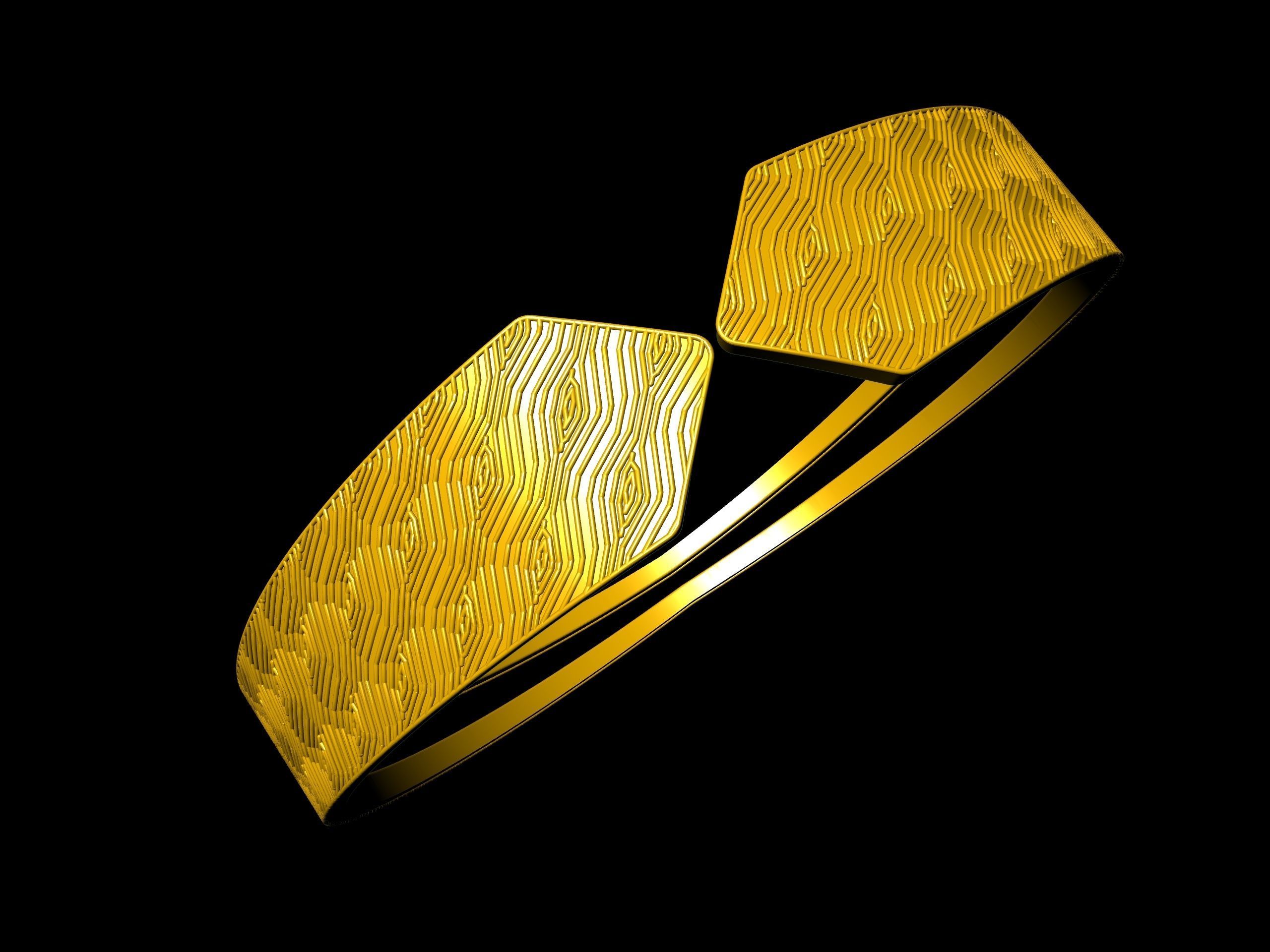 textured designer bangle stl verified 3D print model_16