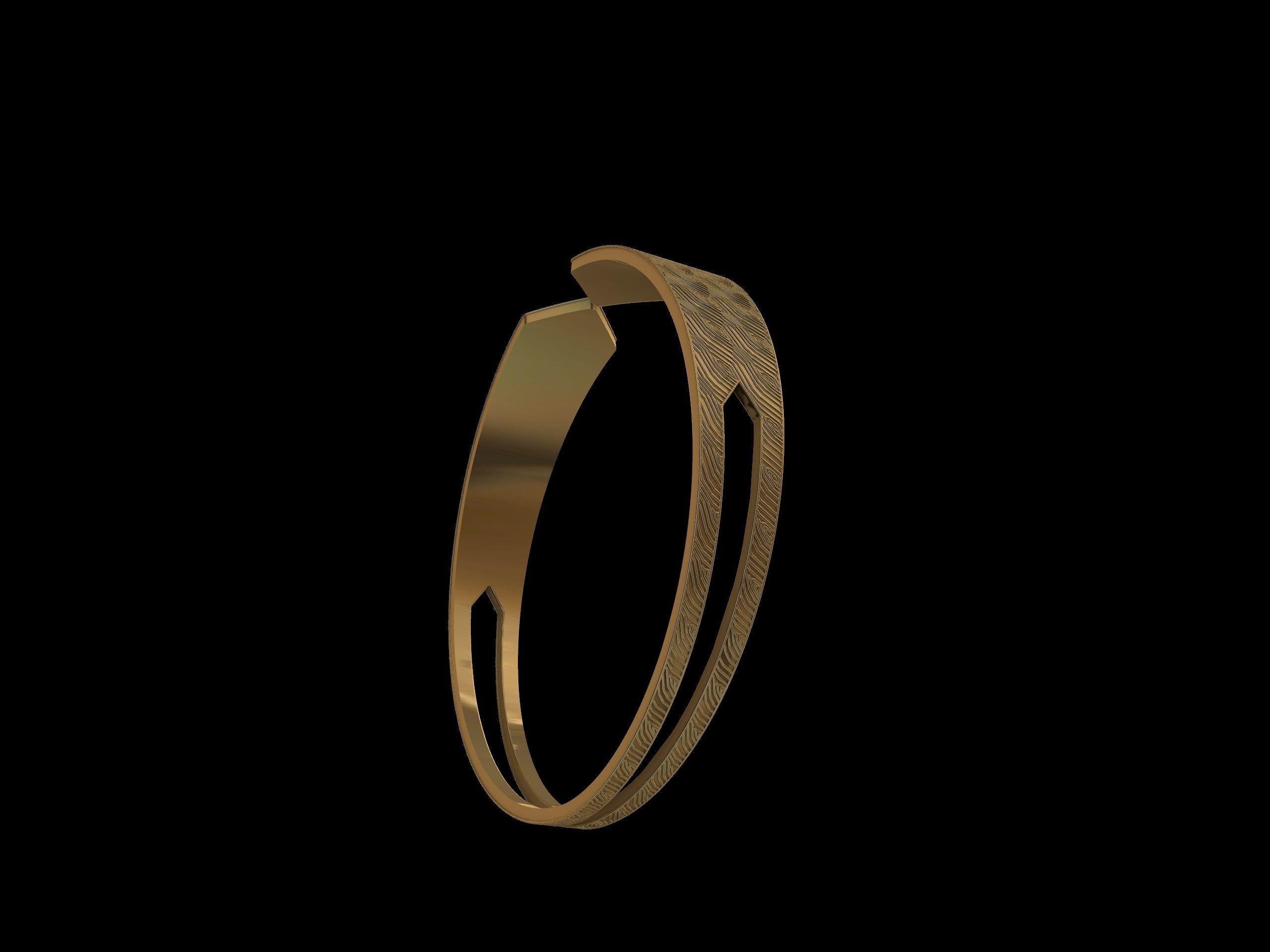 textured designer bangle stl verified 3D print model_3