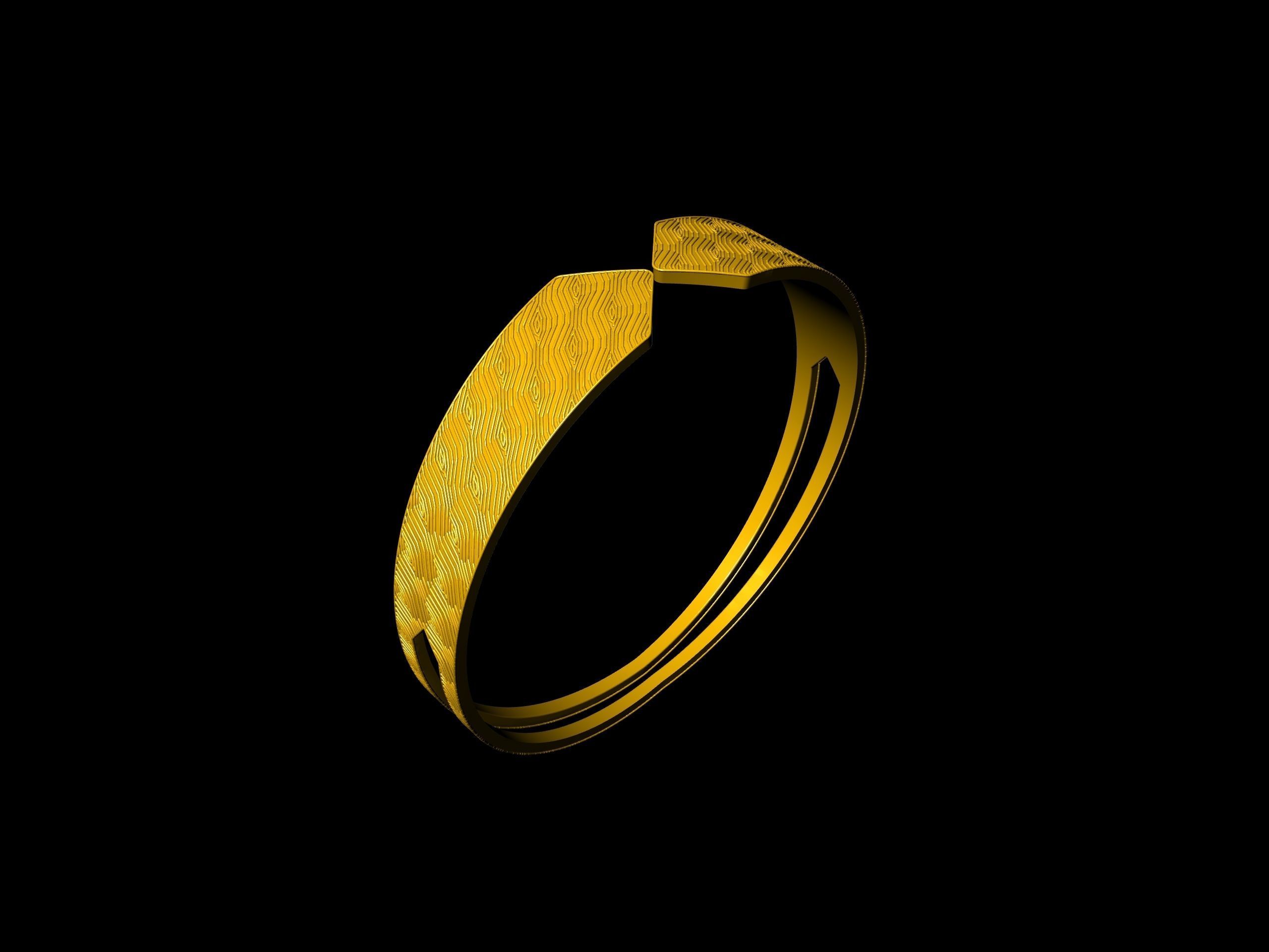 textured designer bangle stl verified 3D print model_11