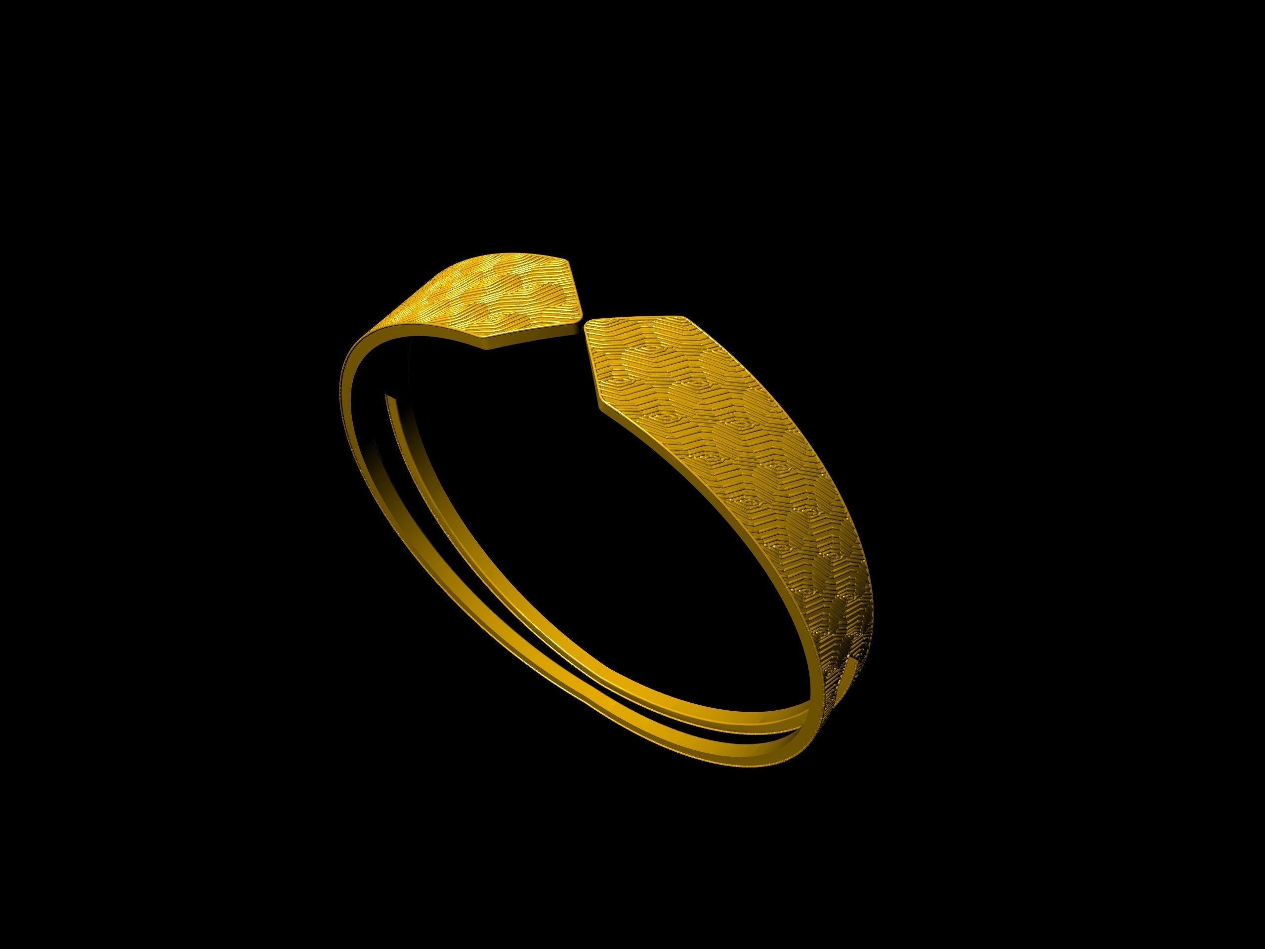 textured designer bangle stl verified 3D print model_14