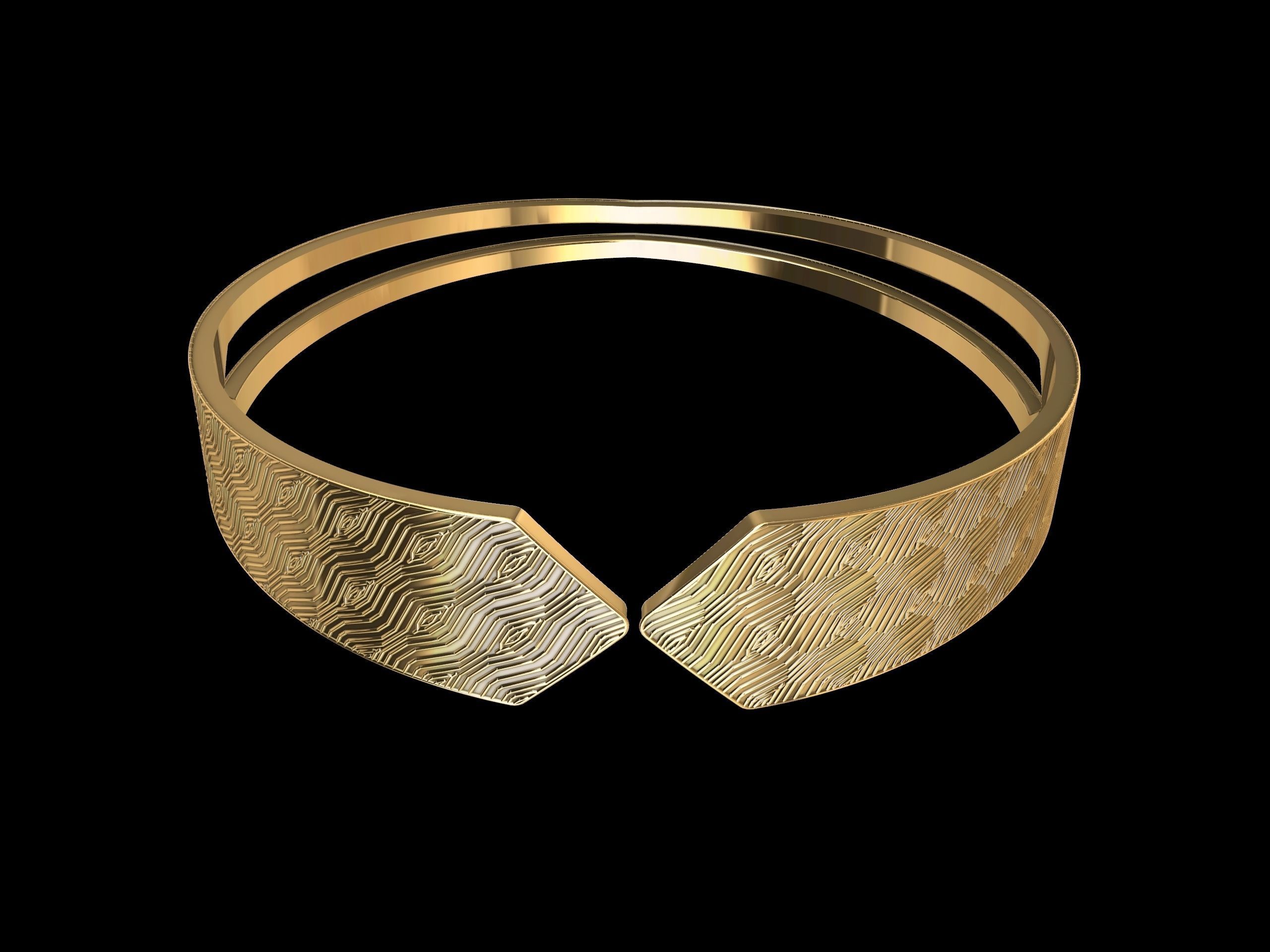 textured designer bangle stl verified 3D print model_6
