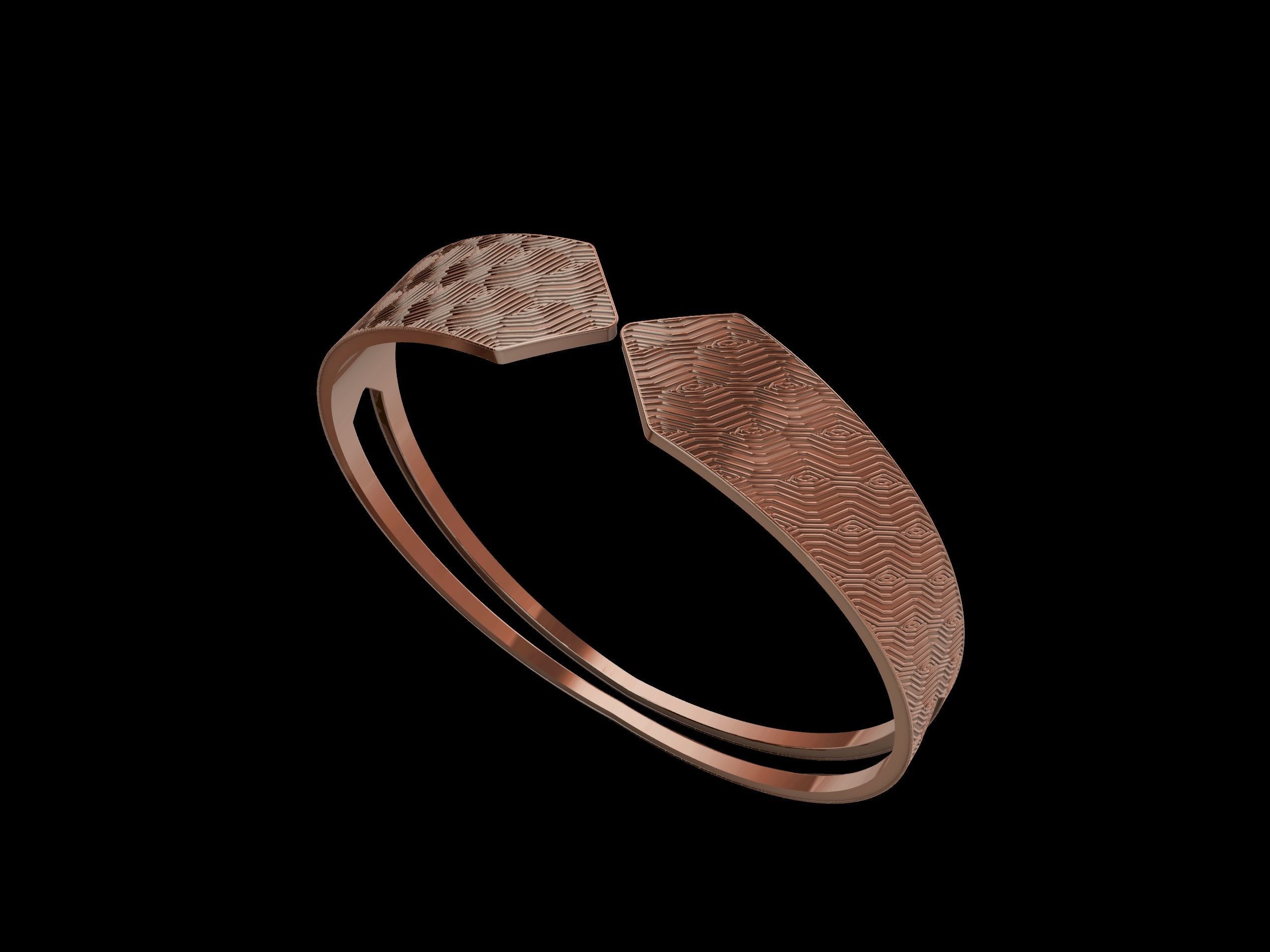 textured designer bangle stl verified 3D print model_8