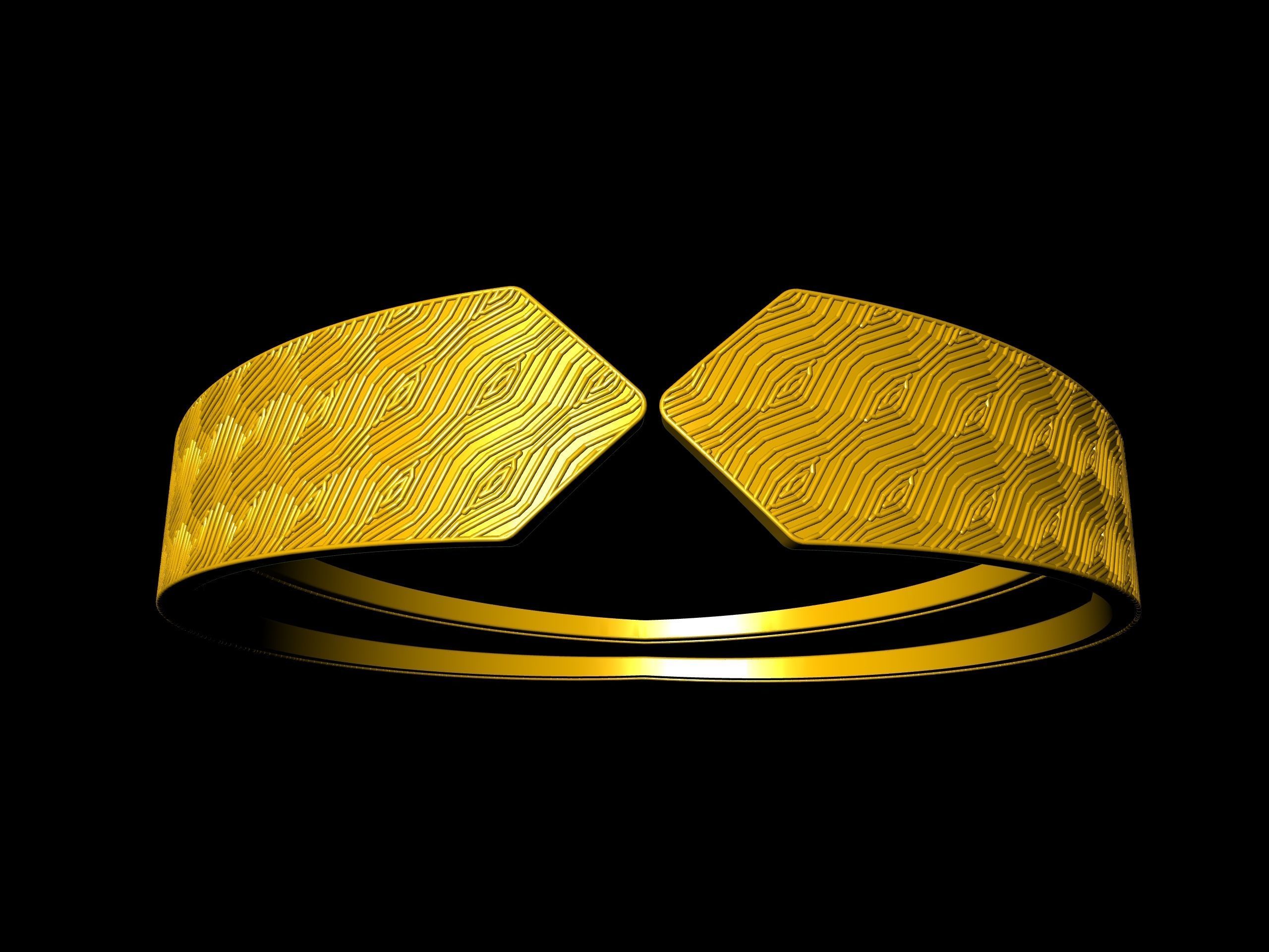 textured designer bangle stl verified 3D print model_10