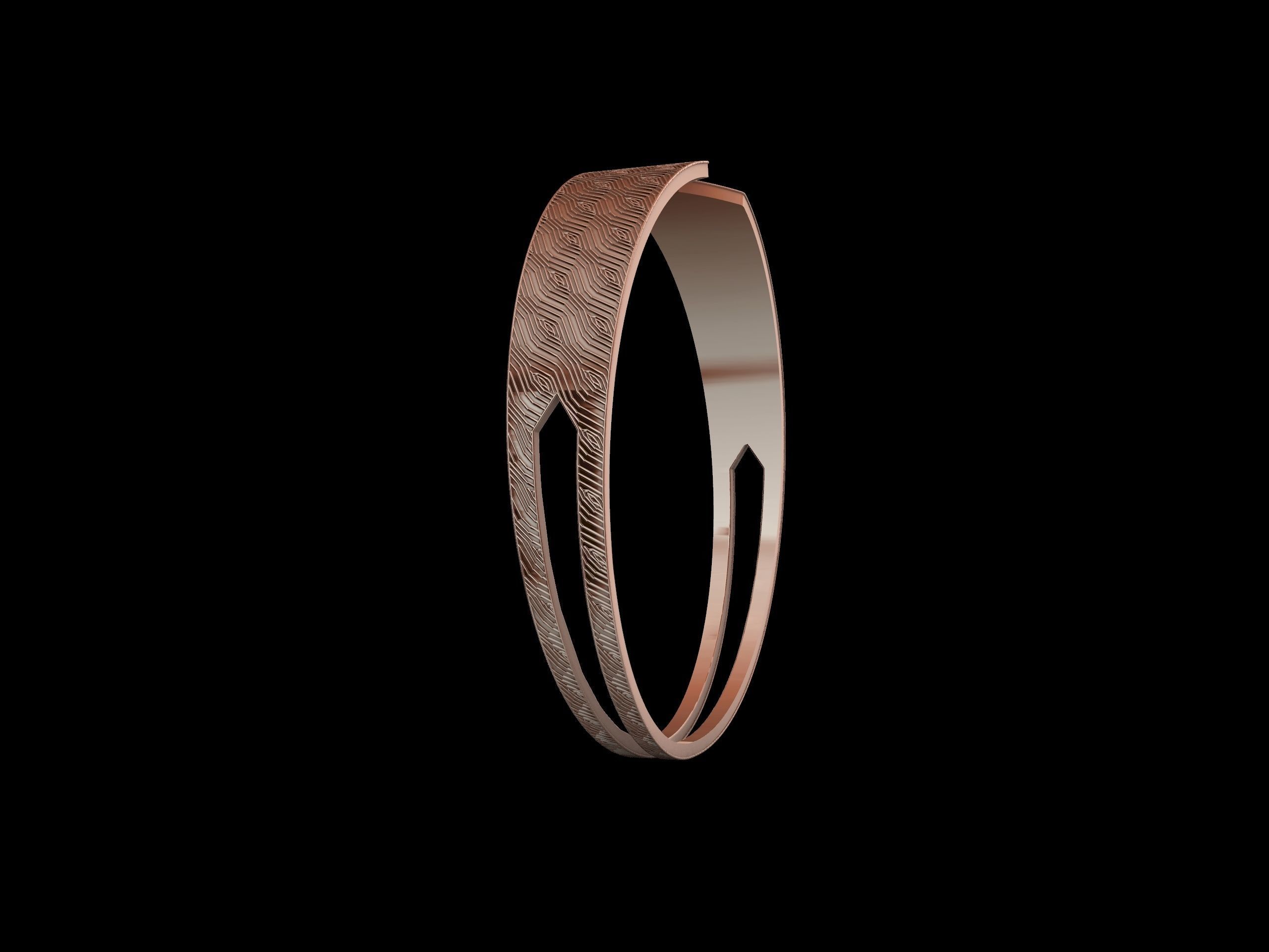 textured designer bangle stl verified 3D print model_9