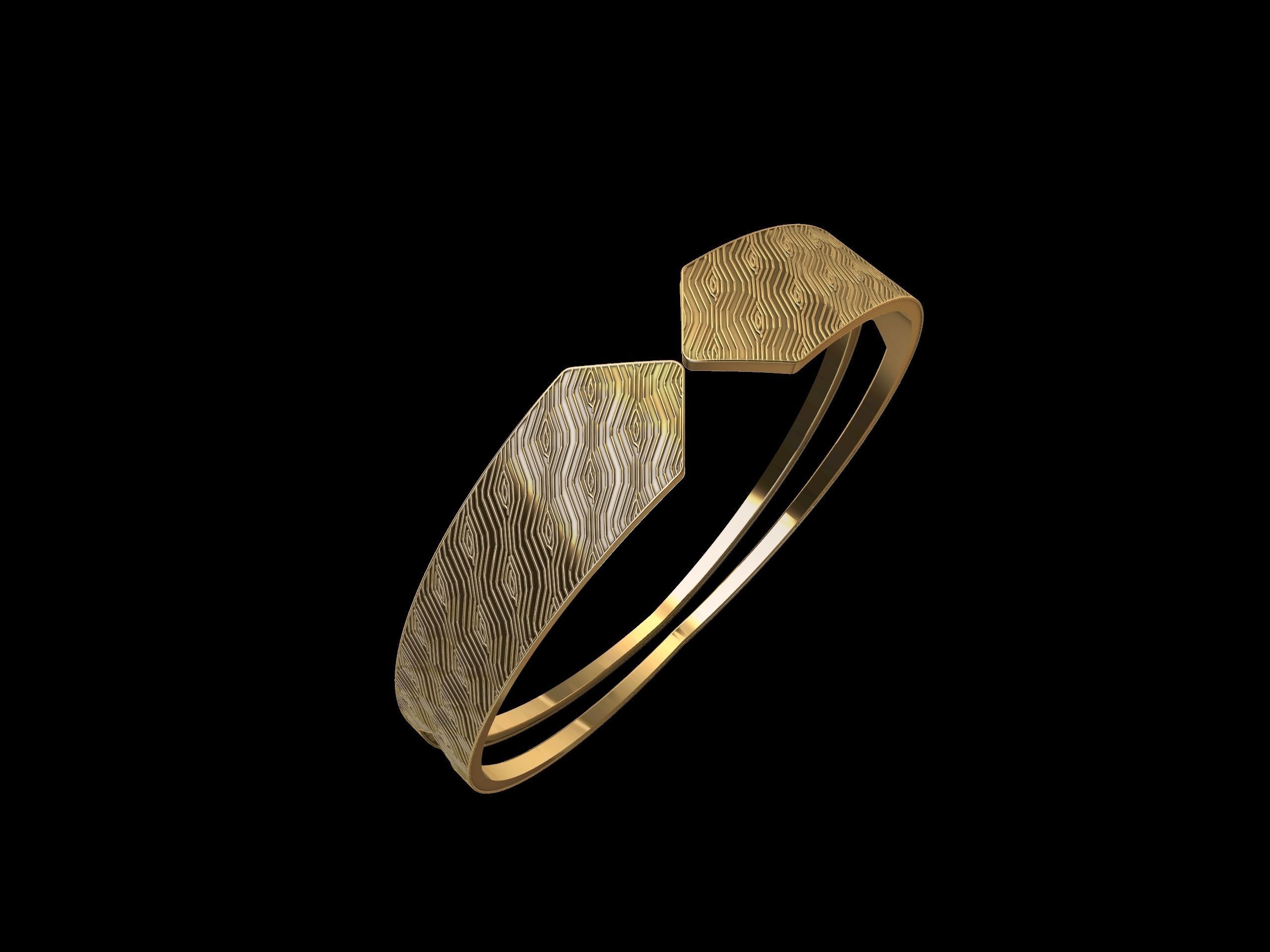 textured designer bangle stl verified 3D print model_2