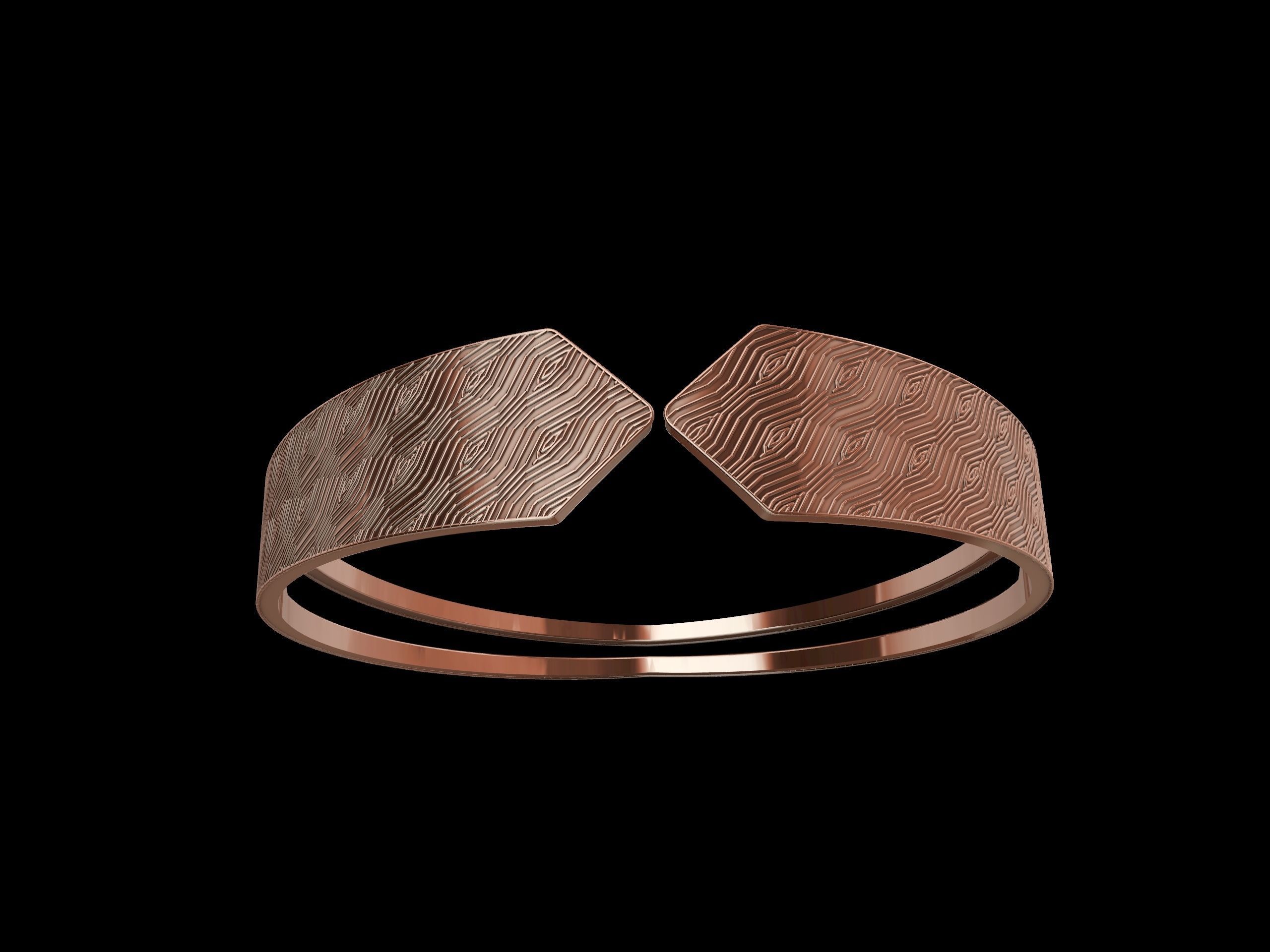 textured designer bangle stl verified 3D print model_7