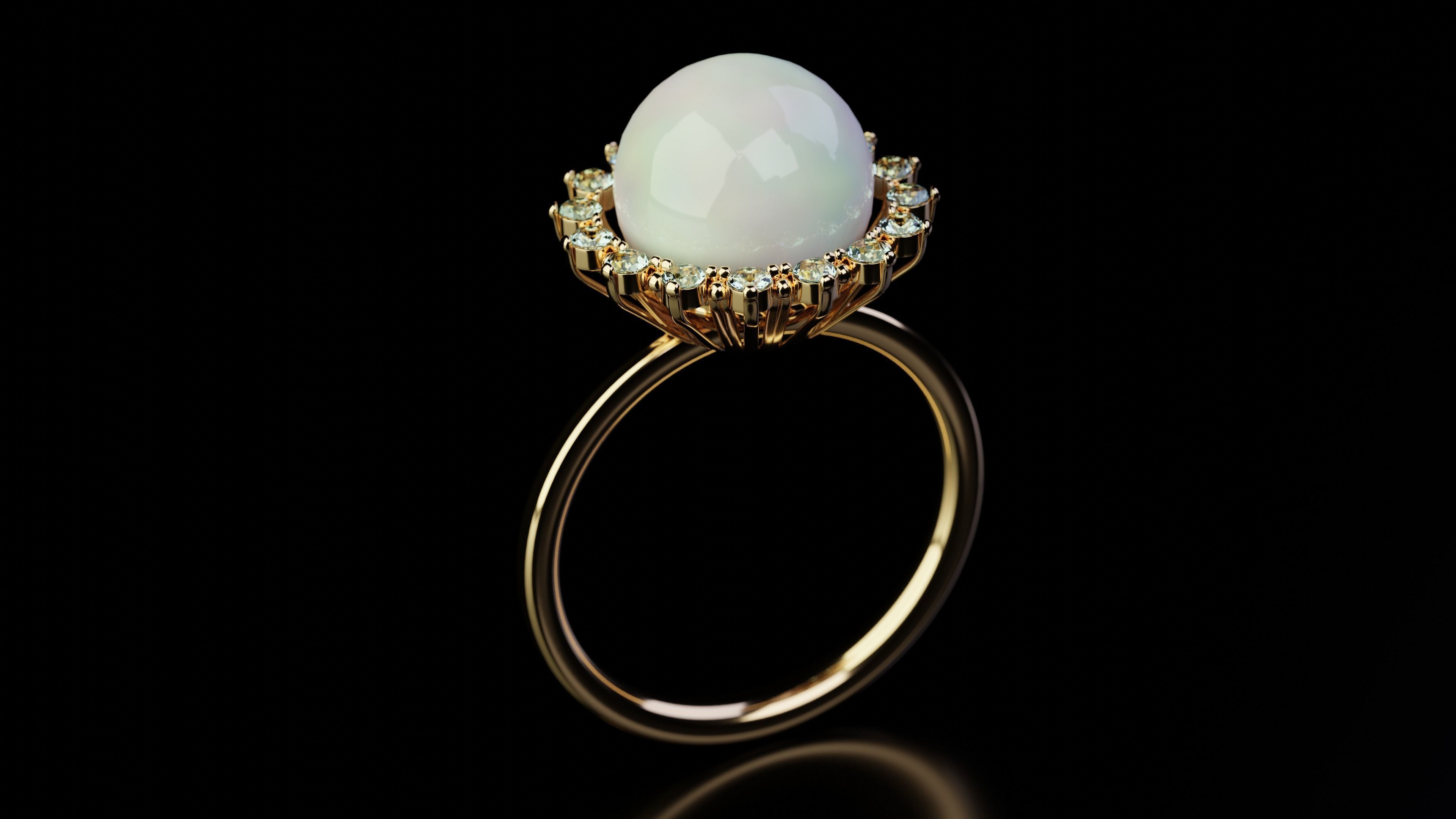 Gold Pearl Ring 3D model_1