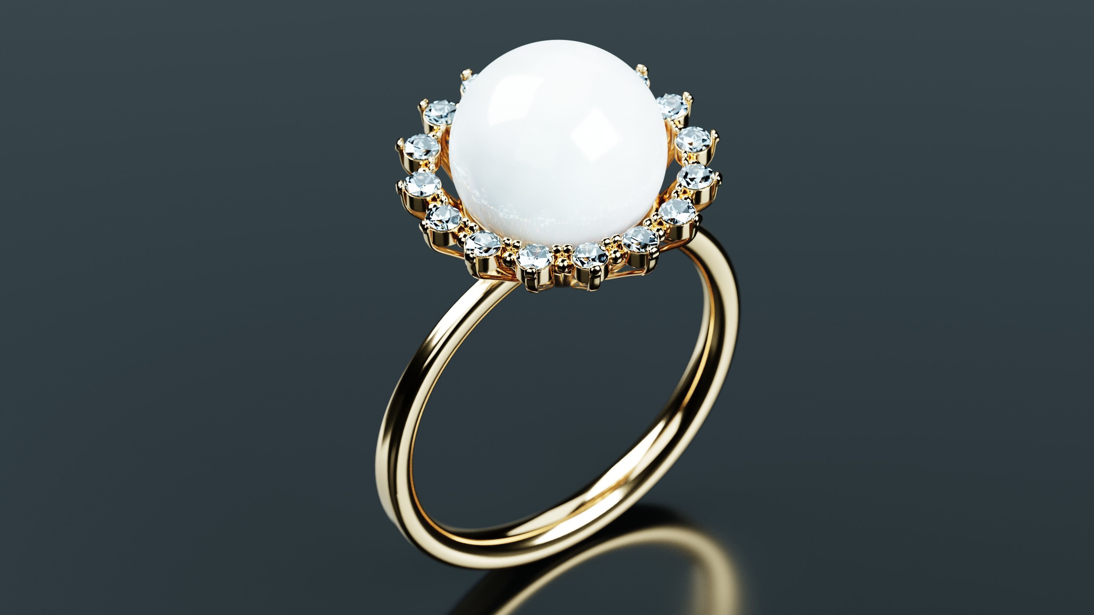 Gold Pearl Ring 3D model_5