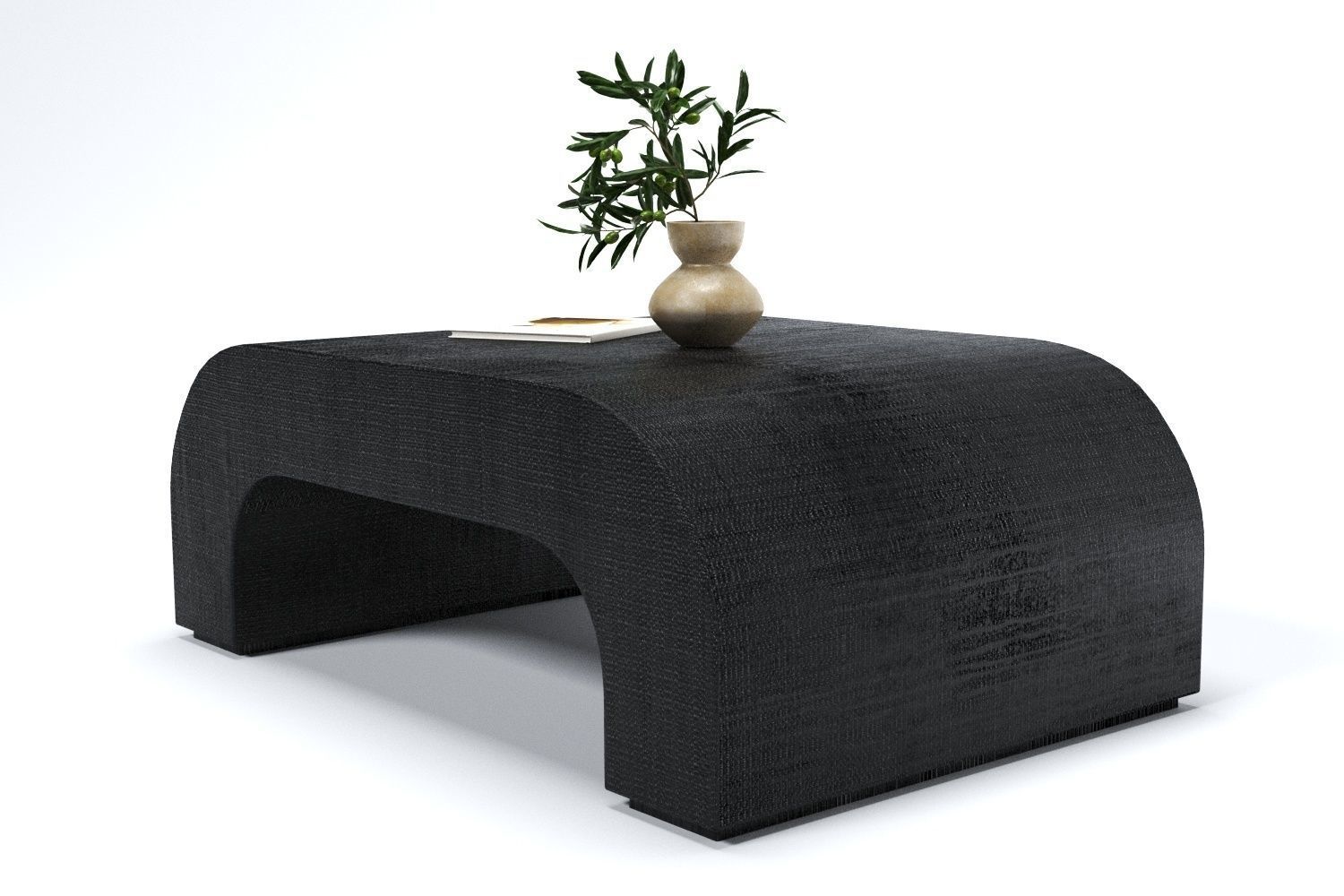 Horseshoe Black Laquered Linen Coffee Table CB2 3D model CGTrader
