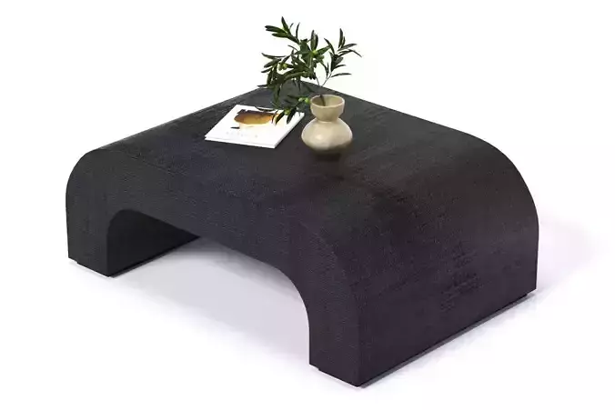 Horseshoe Black Laquered Linen Coffee Table CB2