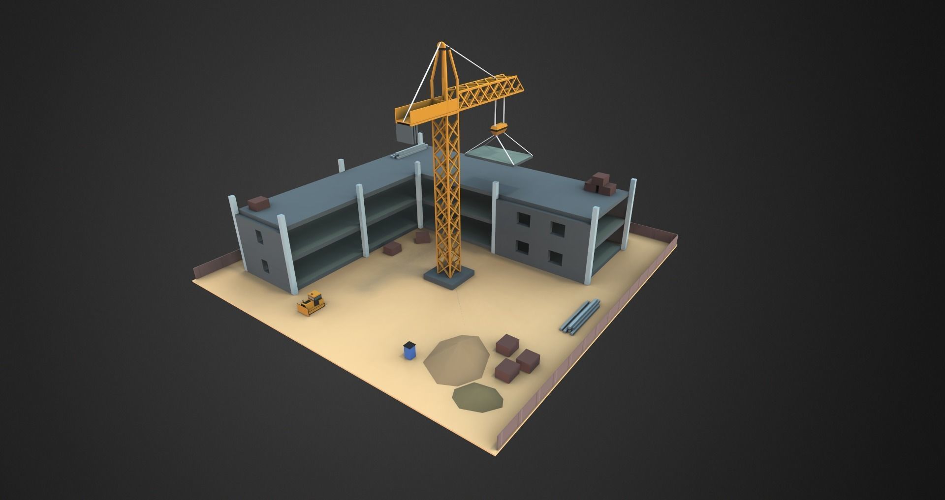 Low Poly City Pack Low-poly 3D model_3