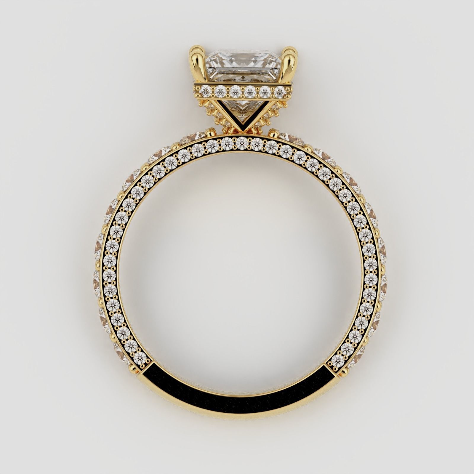 Princess cut Engagement Ring 3D print model_7