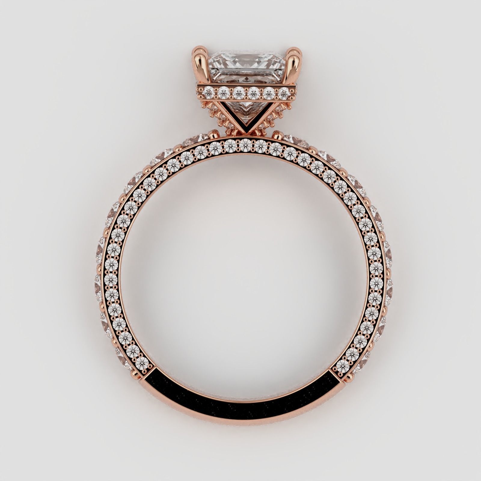 Princess cut Engagement Ring 3D print model_6