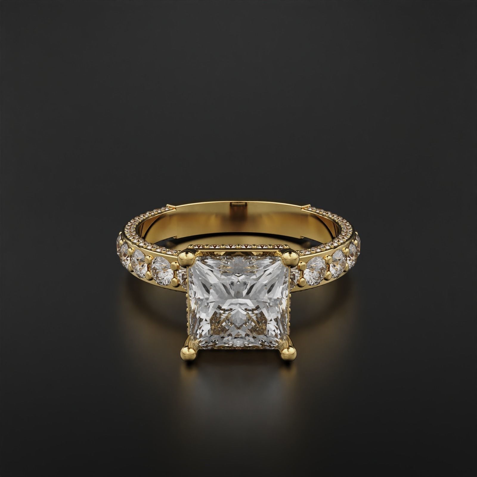 Princess cut Engagement Ring 3D print model_3