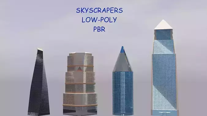 SKYSCRAPERS PACK - LOWPOLY PBR MODEL
