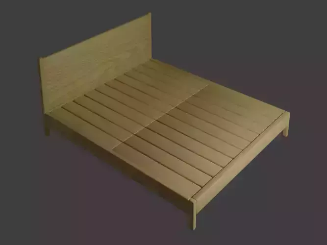 Hinoki wood bed frame 3D model