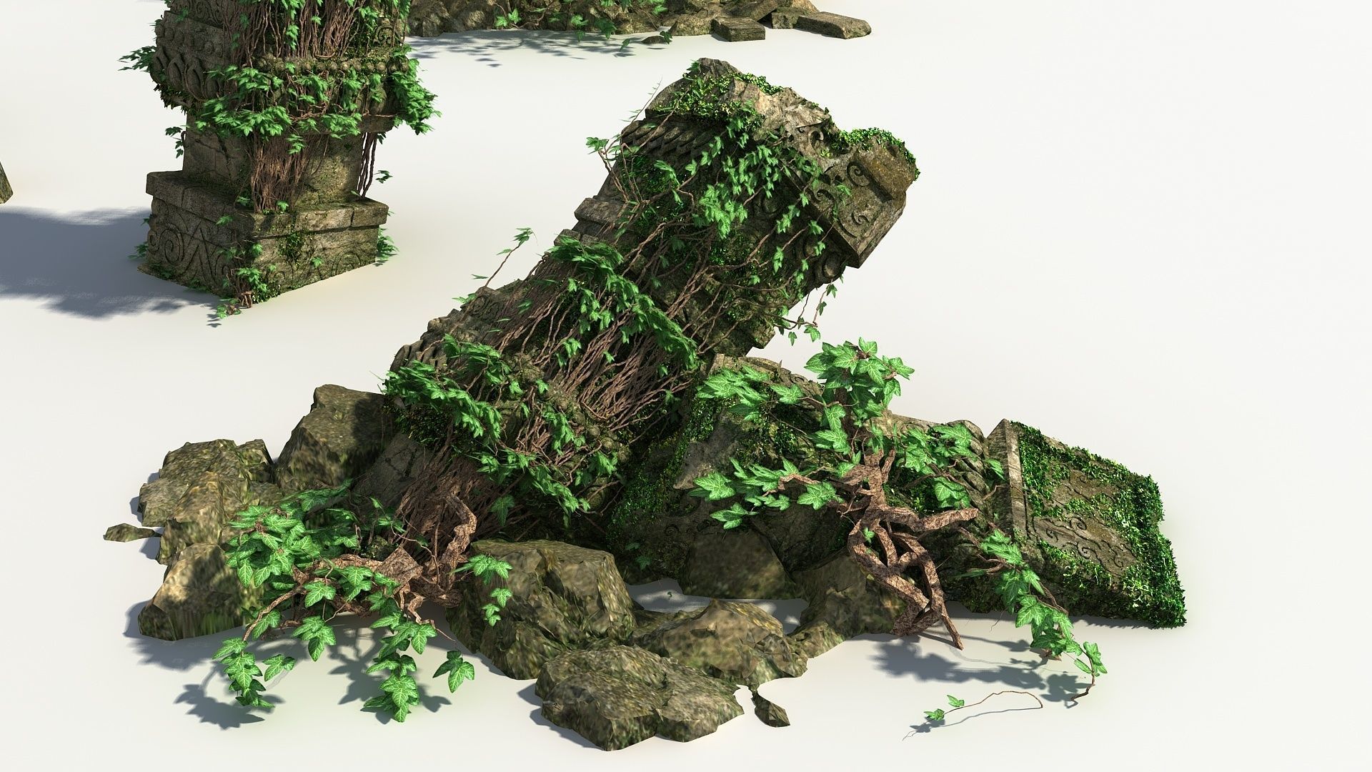 Ruin Stone Column 3D model_3