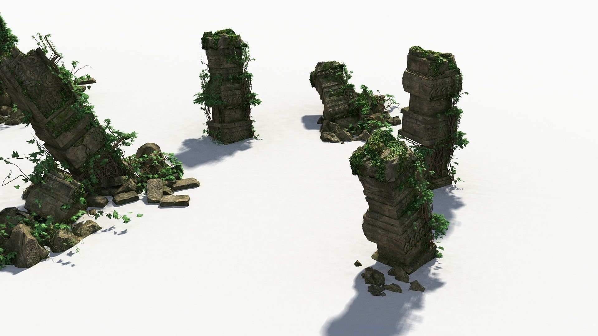 Ruin Stone Column 3D model_4