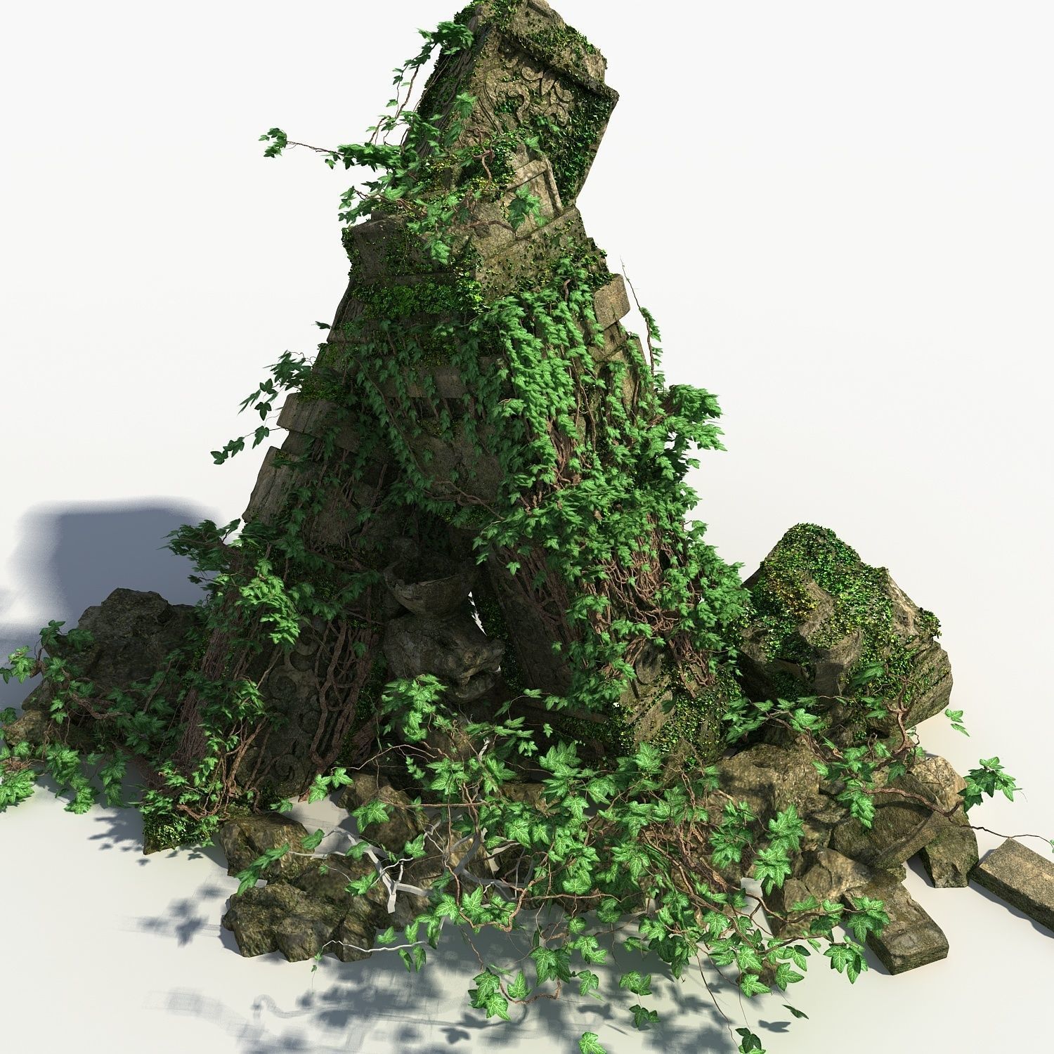 Ruin Stone Column 3D model_2