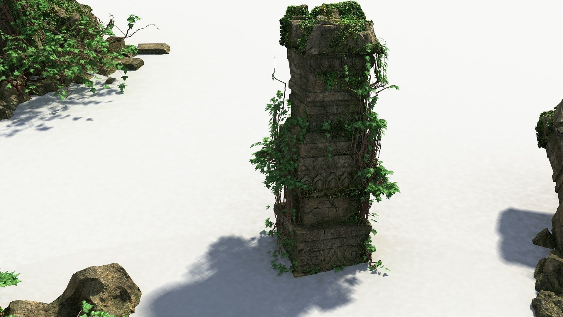 Ruin Stone Column 3D model_8