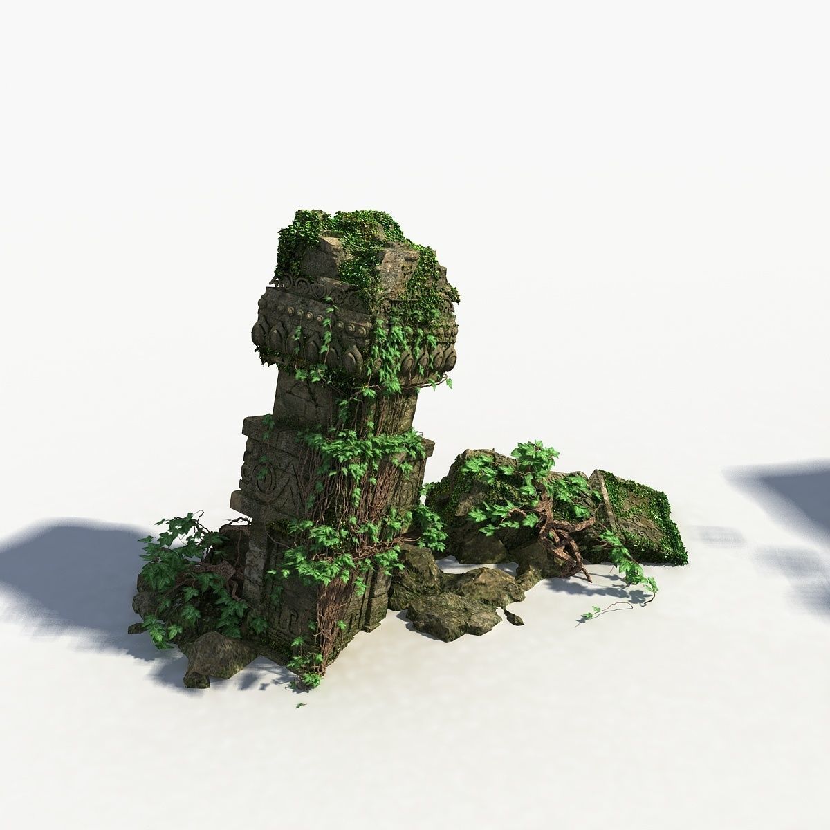 Ruin Stone Column 3D model_7