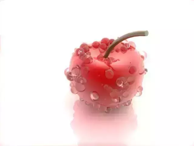 Realistic Cherry apple with water droplets