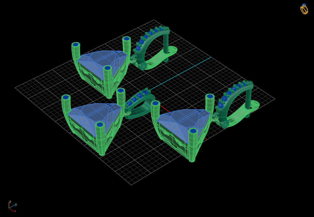 Triangle medallion and earrings 3D print model_3