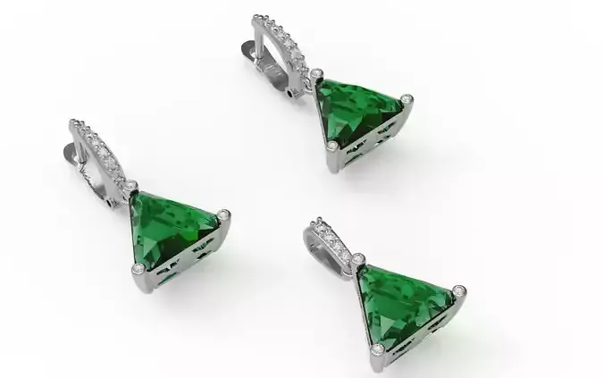 Triangle medallion and earrings 3D print model