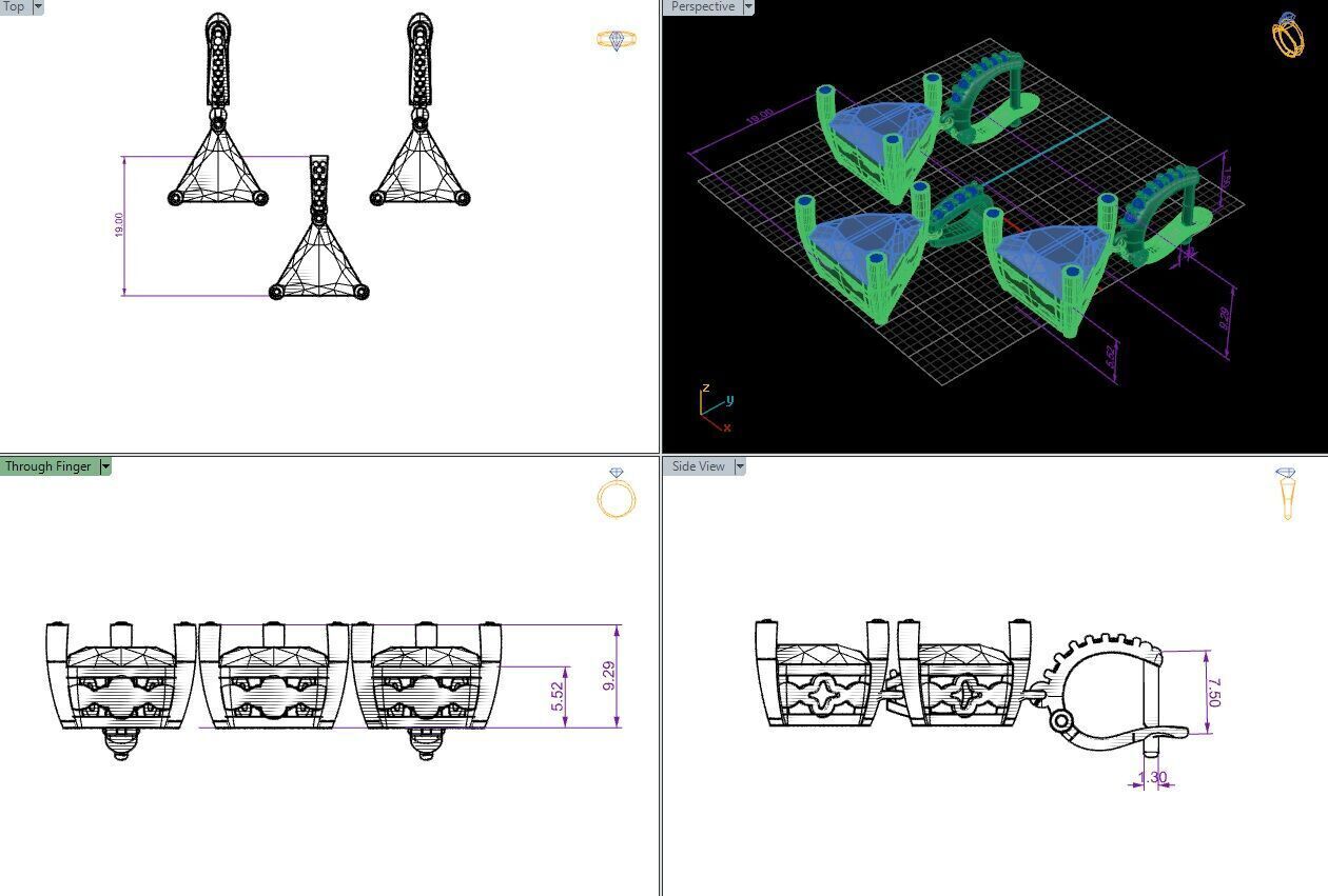 Triangle medallion and earrings 3D print model_5
