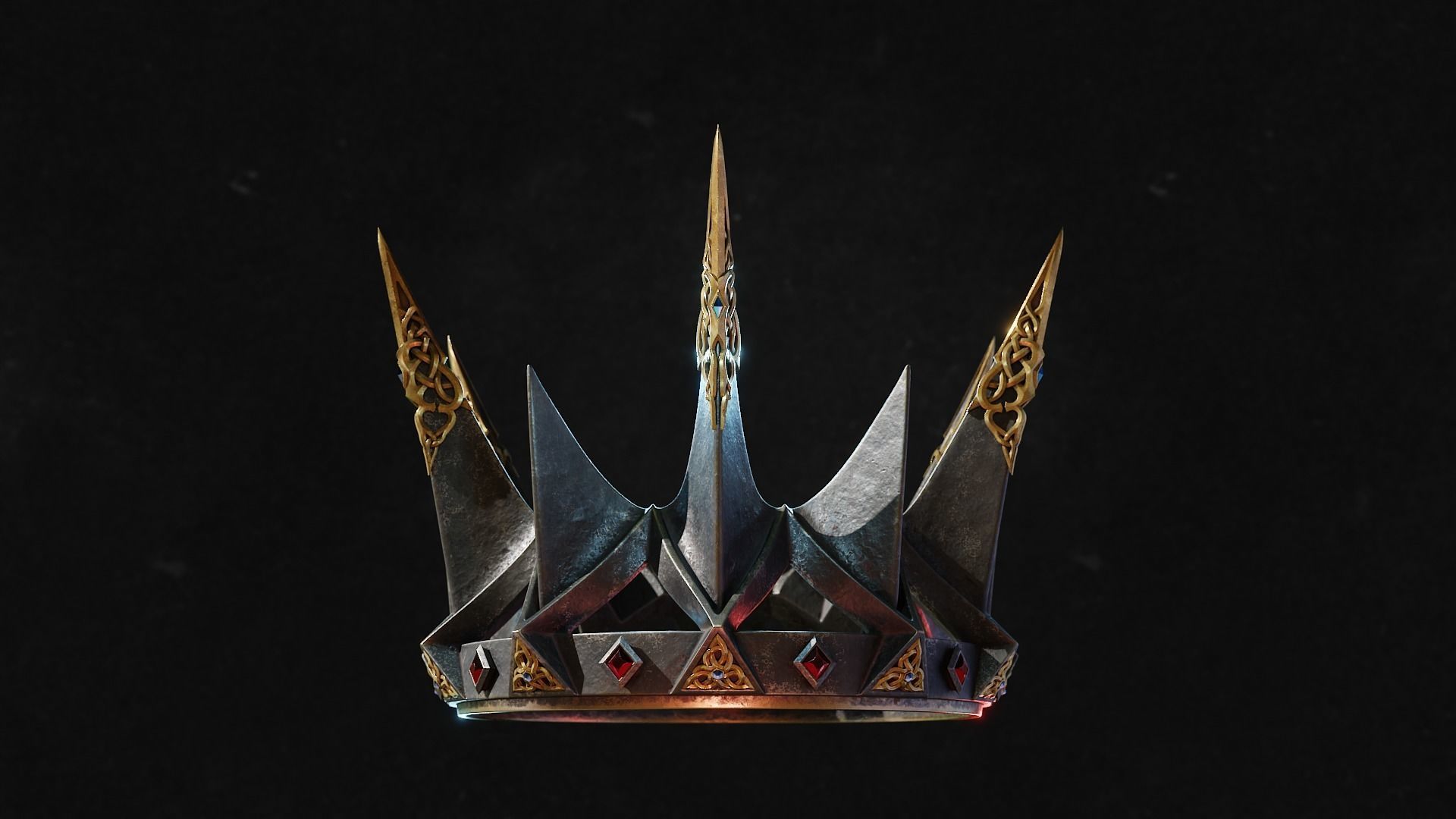 PBR material European iron crown middle mold three-level group 3D model_1