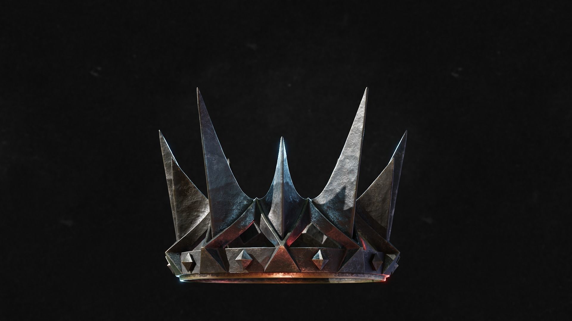 PBR material European iron crown middle mold three-level group 3D model_3