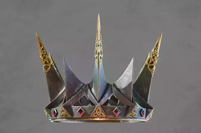PBR material European iron crown middle mold three-level group 3D model