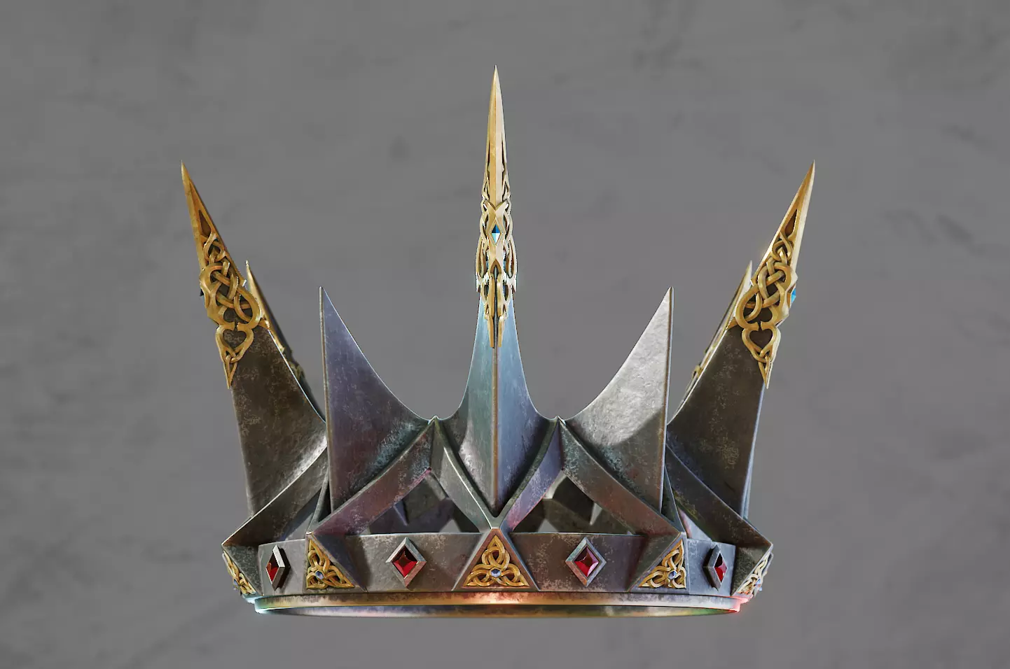 PBR material European iron crown middle mold three-level group 3D model_0