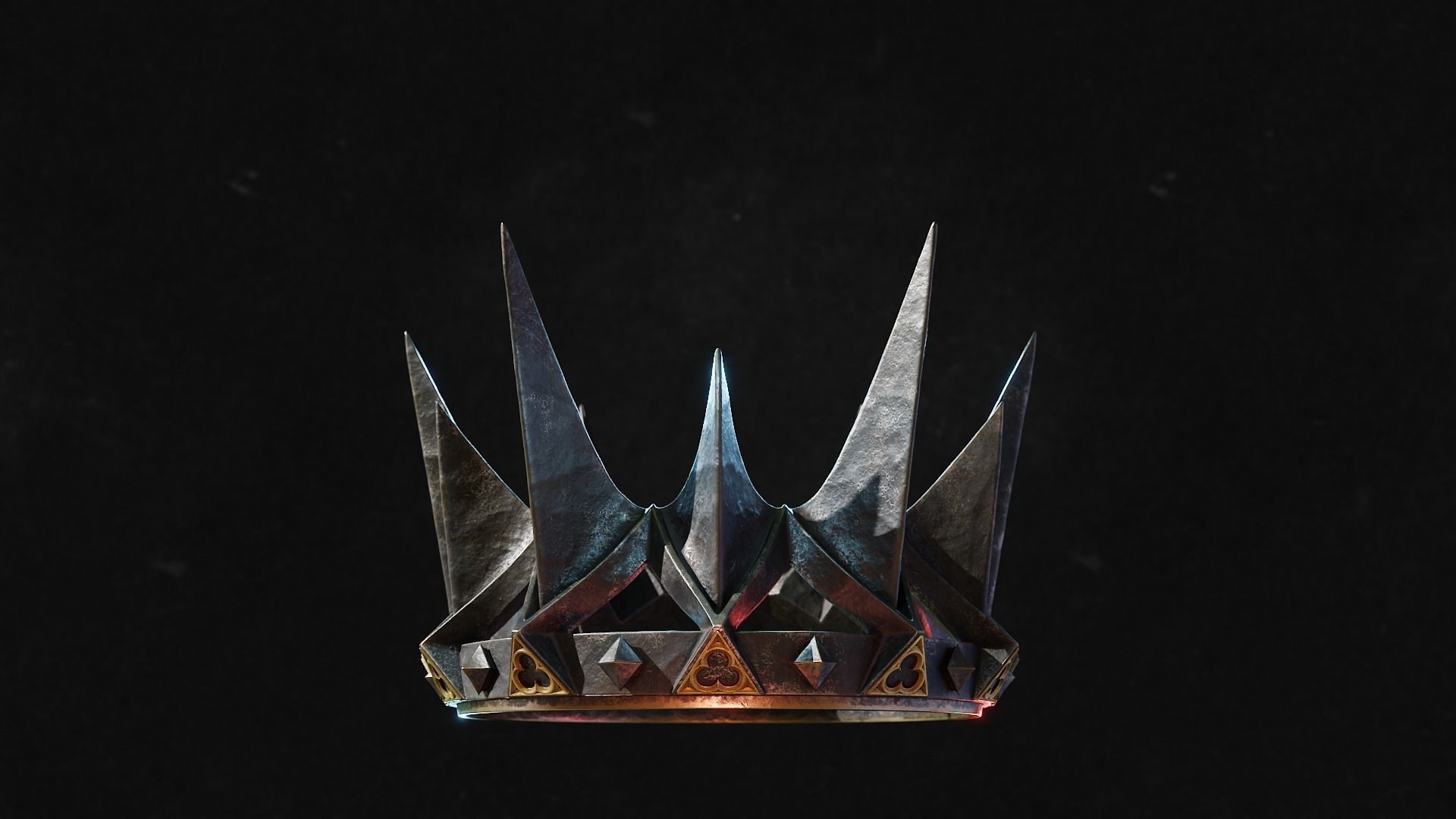 PBR material European iron crown middle mold three-level group 3D model_2