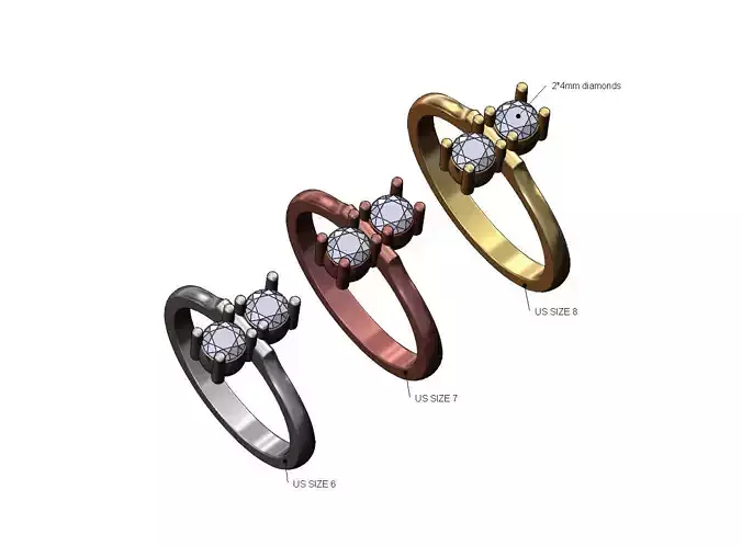 Pinched bar double 4mm diamond ring