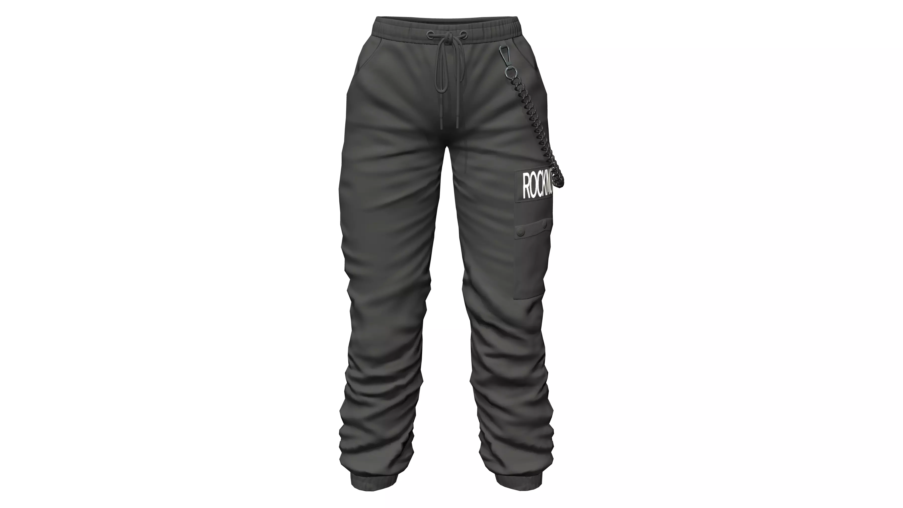 Black Cargo Pants With Chains Low-poly 3D model