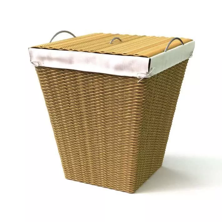 Basket wicker laundry 3D model_0
