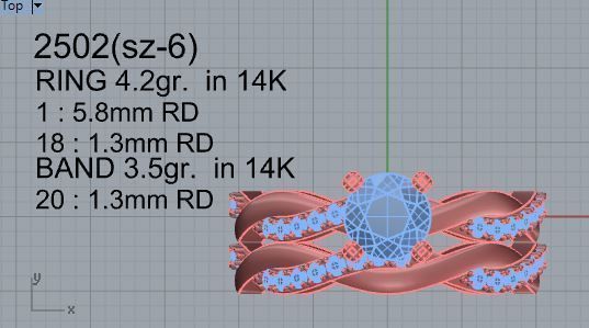 Round Diamond ring with band 2502 3D print model 3D print model_4