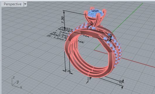 Round Diamond ring with band 2502 3D print model 3D print model_7