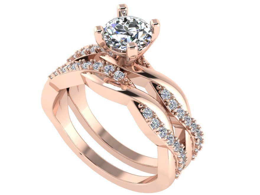 Round Diamond ring with band 2502 3D print model 3D print model_2