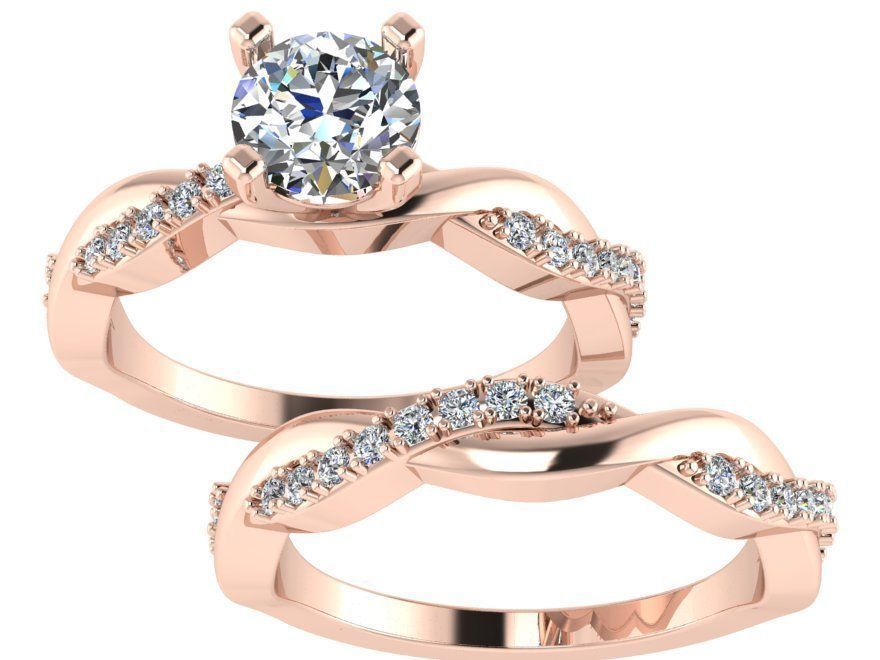 Round Diamond ring with band 2502 3D print model 3D print model_1