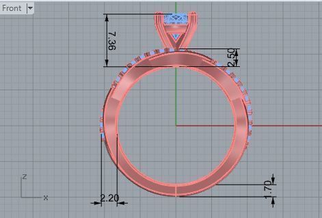 Round Diamond ring with band 2502 3D print model 3D print model_5